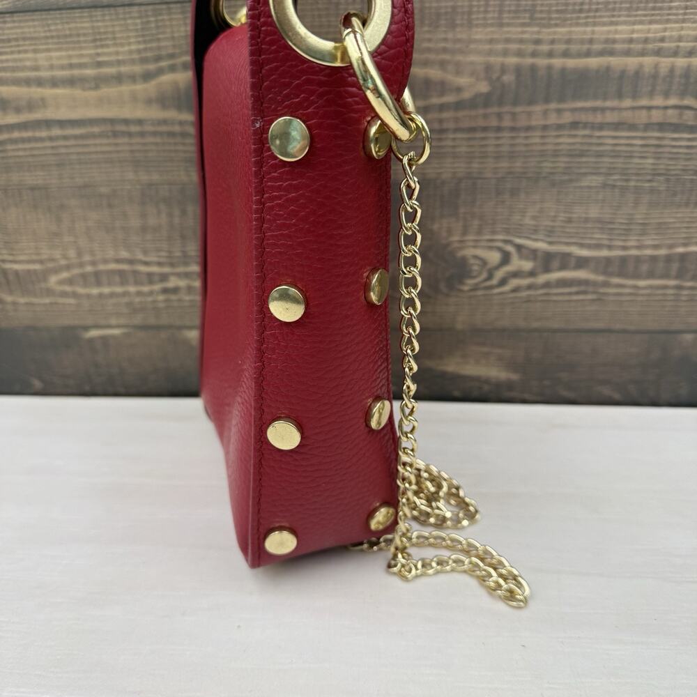 Anna Paola Italy Leather Crossbody Purse Bag Red Chain Cellphone - Picture 6 of 10